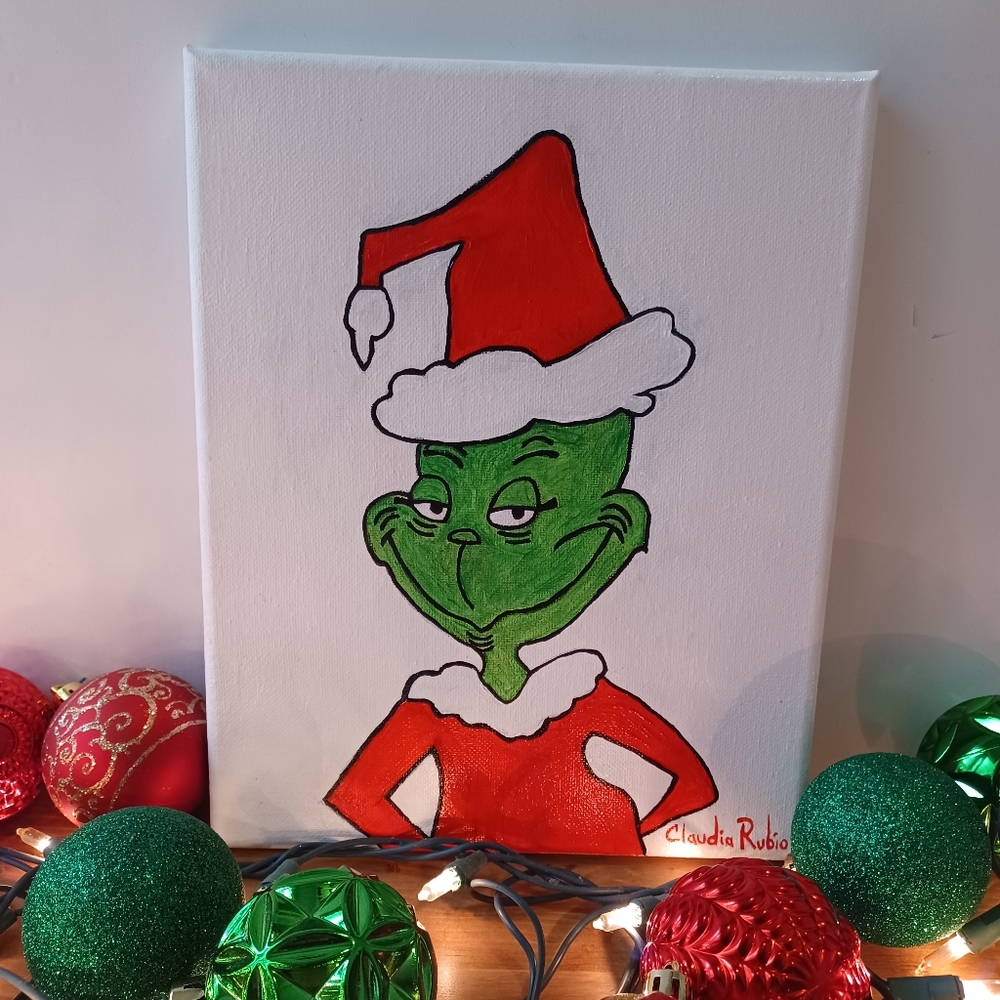 The Grinch Acrylic on canvas painting 8"×10"